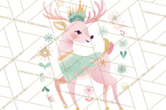Pastel Reindeer PNG, Mid Century Christmas Clipart Product Image 4