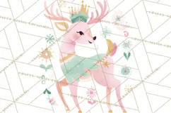 Pastel Reindeer PNG, Mid Century Christmas Clipart Product Image 4