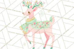 Pastel Reindeer PNG, Mid Century Christmas Clipart Product Image 2