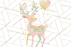 Pastel Reindeer PNG, Mid Century Christmas Clipart Product Image 3