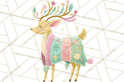 Pastel Reindeer PNG, Mid Century Christmas Clipart Product Image 2