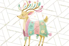 Pastel Reindeer PNG, Mid Century Christmas Clipart Product Image 2