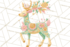Pastel Reindeer PNG, Mid Century Christmas Clipart Product Image 4