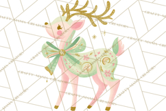 Pastel Reindeer PNG, Mid Century Christmas Clipart Product Image 5
