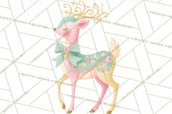 Pastel Reindeer PNG, Mid Century Christmas Clipart Product Image 2
