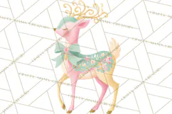 Pastel Reindeer PNG, Mid Century Christmas Clipart Product Image 2