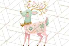 Pastel Reindeer PNG, Mid Century Christmas Clipart Product Image 3
