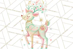 Pastel Reindeer PNG, Mid Century Christmas Clipart Product Image 4
