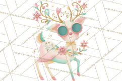 Pastel Reindeer PNG, Mid Century Christmas Clipart Product Image 5