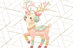 Pastel Reindeer PNG, Mid Century Christmas Clipart Product Image 2