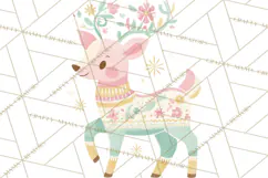 Pastel Reindeer PNG, Mid Century Christmas Clipart Product Image 4