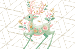 Pastel Reindeer PNG, Mid Century Christmas Clipart Product Image 5