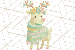 Pastel Reindeer PNG, Mid Century Christmas Clipart Product Image 3