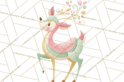 Pastel Reindeer PNG, Mid Century Christmas Clipart Product Image 2