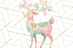 Pastel Reindeer PNG, Mid Century Christmas Clipart Product Image 3
