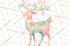 Pastel Reindeer PNG, Mid Century Christmas Clipart Product Image 3