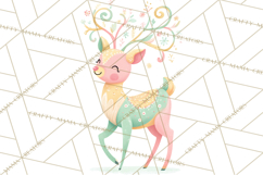 Pastel Reindeer PNG, Mid Century Christmas Clipart Product Image 4