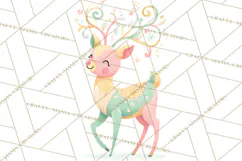 Pastel Reindeer PNG, Mid Century Christmas Clipart Product Image 4