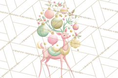 Pastel Reindeer PNG, Mid Century Christmas Clipart Product Image 5