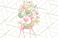 Pastel Reindeer PNG, Mid Century Christmas Clipart Product Image 5