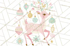 Pastel Reindeer PNG, Mid Century Christmas Clipart Product Image 2