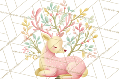 Pastel Reindeer PNG, Mid Century Christmas Clipart Product Image 3