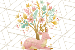 Pastel Reindeer PNG, Mid Century Christmas Clipart Product Image 4