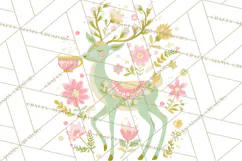 Pastel Reindeer PNG, Mid Century Christmas Clipart Product Image 5