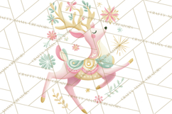 Pastel Reindeer PNG, Mid Century Christmas Clipart Product Image 2