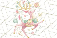 Pastel Reindeer PNG, Mid Century Christmas Clipart Product Image 2