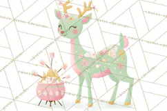 Pastel Reindeer PNG, Mid Century Christmas Clipart Product Image 3