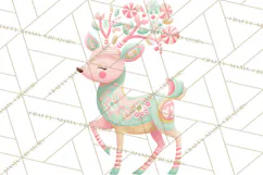 Pastel Reindeer PNG, Mid Century Christmas Clipart Product Image 4