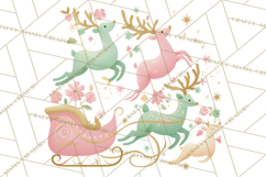 Pastel Reindeer PNG, Mid Century Christmas Clipart Product Image 5