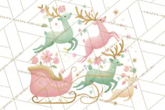 Pastel Reindeer PNG, Mid Century Christmas Clipart Product Image 5