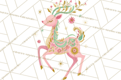 Pastel Reindeer PNG, Mid Century Christmas Clipart Product Image 2