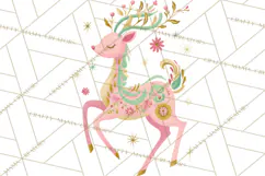 Pastel Reindeer PNG, Mid Century Christmas Clipart Product Image 2