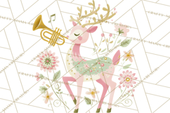 Pastel Reindeer PNG, Mid Century Christmas Clipart Product Image 3