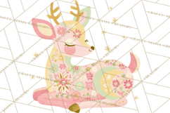 Pastel Reindeer PNG, Mid Century Christmas Clipart Product Image 4