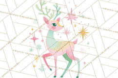 Pastel Reindeer PNG, Mid Century Christmas Clipart Product Image 5