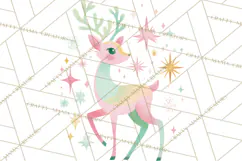 Pastel Reindeer PNG, Mid Century Christmas Clipart Product Image 5