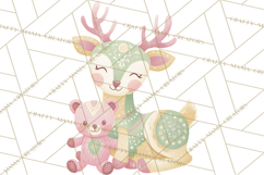 Pastel Reindeer PNG, Mid Century Christmas Clipart Product Image 2