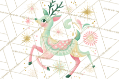 Pastel Reindeer PNG, Mid Century Christmas Clipart Product Image 3