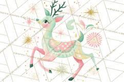 Pastel Reindeer PNG, Mid Century Christmas Clipart Product Image 3