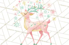 Pastel Reindeer PNG, Mid Century Christmas Clipart Product Image 4