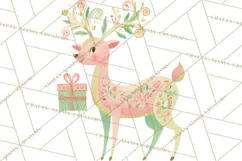 Pastel Reindeer PNG, Mid Century Christmas Clipart Product Image 5