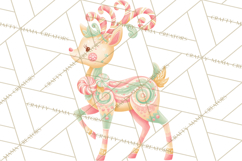 Pastel Reindeer PNG, Mid Century Christmas Clipart Product Image 5
