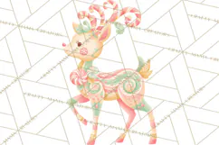 Pastel Reindeer PNG, Mid Century Christmas Clipart Product Image 5