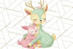 Pastel Reindeer PNG, Mid Century Christmas Clipart Product Image 2