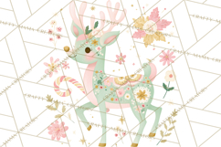 Pastel Reindeer PNG, Mid Century Christmas Clipart Product Image 3