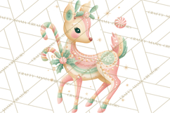 Pastel Reindeer PNG, Mid Century Christmas Clipart Product Image 4